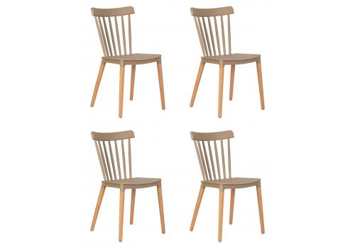  Набор 4 шт Стул обеденный DOBRIN THEO, ножки светлый бук, цвет бежевый (GR-03), фото 1 
