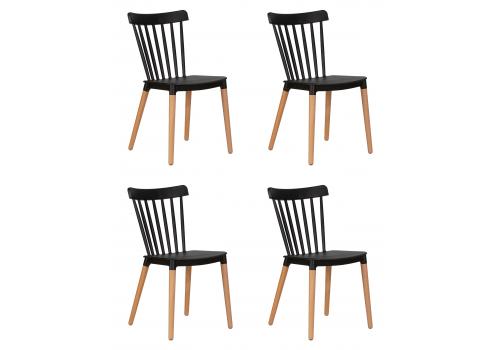  Набор 4 шт Стул обеденный DOBRIN THEO, ножки светлый бук, цвет черный (B-03), фото 1 