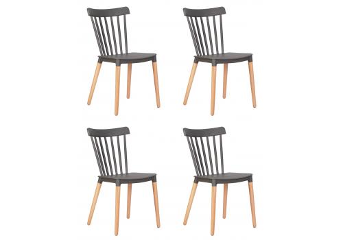 Набор 4 шт Стул обеденный DOBRIN THEO, ножки светлый бук, цвет темно-серый (GR-04), фото 1 