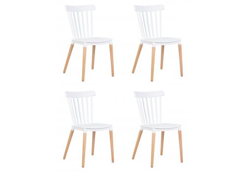  Набор 4 шт Стул обеденный DOBRIN THEO, ножки светлый бук, цвет белый (W-02), фото 1 
