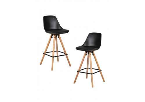  Набор 2 шт Стул полубарный DOBRIN RONNI, ножки светлый бук, черный (B-03), фото 1 