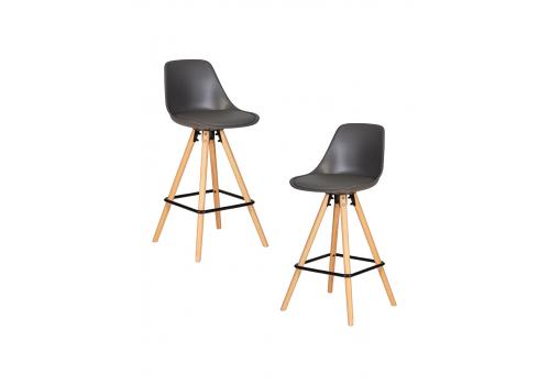  Набор 2 шт Стул полубарный DOBRIN RONNI, ножки светлый бук, тёмно-серый (GR-04), фото 1 