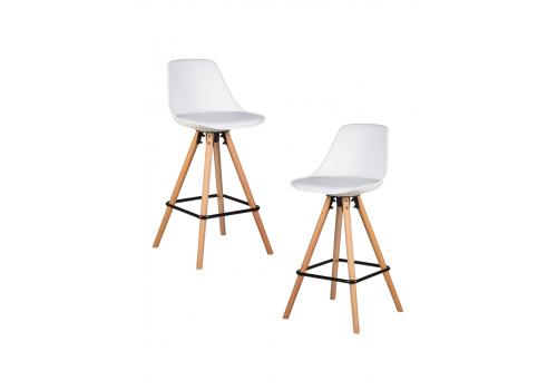  Набор 2 шт Стул полубарный DOBRIN RONNI, ножки светлый бук, белый (ZL-W-02), фото 1 