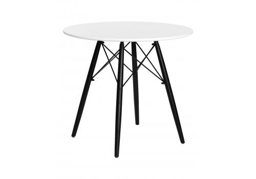  Стол обеденный DOBRIN CHELSEA`80 BLACK, столешница белая, основание черное, фото 1 