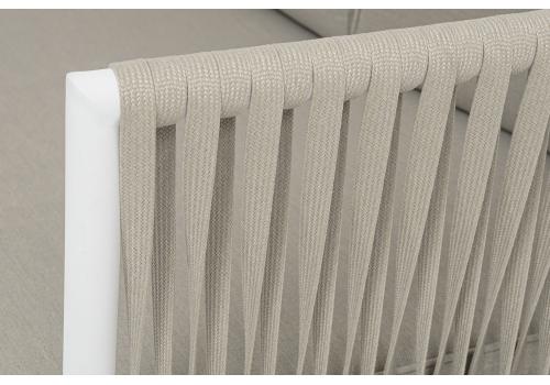  "Касабланка" диван 3-местный плетеный из роупа, каркас алюминий белый муар, роуп бежевый 20мм, ткань бежевая 15052, фото 5 