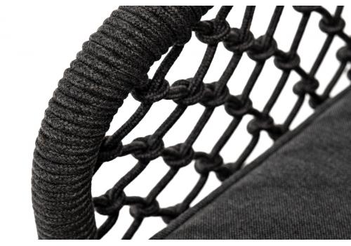  "Канны" кресло плетеное из роупа (узелки), основание дуб, роуп темно-серый круглый, ткань темно-серая 027, фото 7 