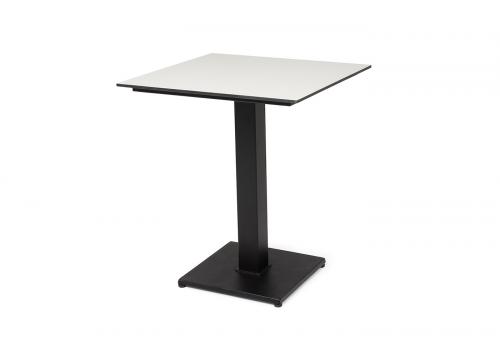  "Каффе" интерьерный стол из HPL квадратный 75х75см, цвет молочный, подстолье черное чугун, фото 1 