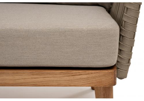  "Мальорка" диван 3-местный плетеный из роупа, основание дуб, роуп серо-коричневый 23мм, ткань бежевая 15052, фото 6 