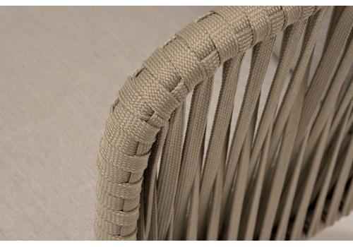  "Мальорка" диван 3-местный плетеный из роупа, основание дуб, роуп серо-коричневый 23мм, ткань бежевая 15052, фото 8 