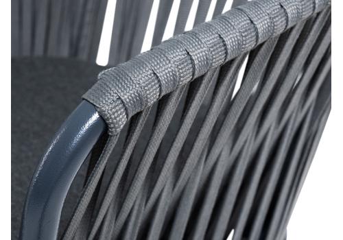  "Бордо" стул барный плетеный из роупа, каркас из стали темно-серый (RAL7024) муар, роуп серый 15мм, ткань темно-серая 027, фото 5 