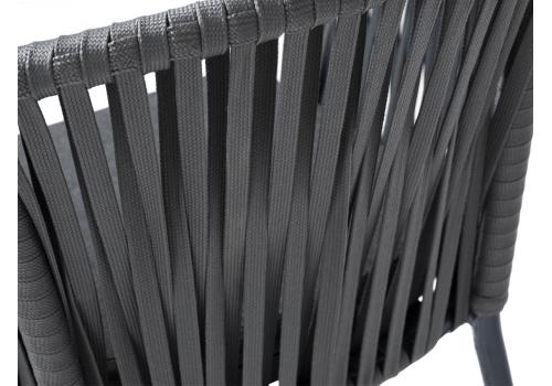  "Бордо" стул барный плетеный из роупа, каркас из стали темно-серый (RAL7024) муар, роуп серый 15мм, ткань темно-серая 027, фото 6 