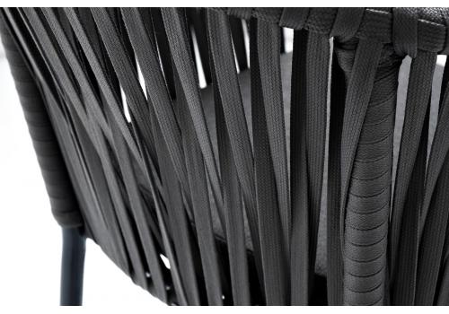  "Бордо" стул барный плетеный из роупа, каркас из стали темно-серый (RAL7024) муар, роуп серый 15мм, ткань темно-серая 027, фото 7 