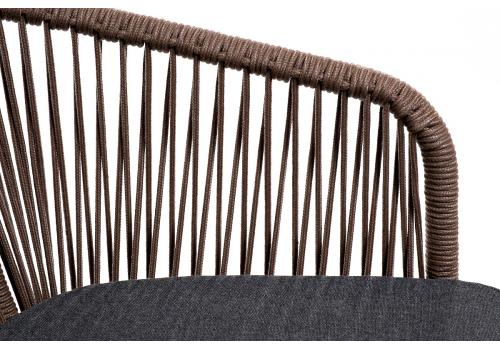  "Марсель" стул барный плетеный из роупа, каркас из стали коричневый (RAL8016) муар, роуп коричневый круглый, ткань темно-серая 027, фото 6 