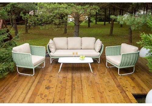  "Фиджи" лаунж-зона 5-местная плетеная из роупа (веревки), каркас алюминиевый светло-серый, роуп зеленый (4204), фото 1 