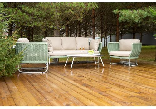  "Фиджи" лаунж-зона 5-местная плетеная из роупа (веревки), каркас алюминиевый светло-серый, роуп зеленый (4204), фото 3 