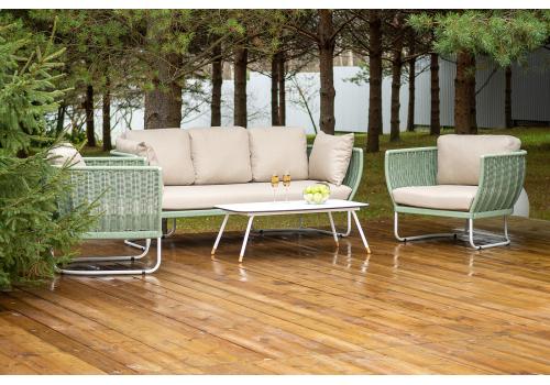  "Фиджи" лаунж-зона 5-местная плетеная из роупа (веревки), каркас алюминиевый светло-серый, роуп зеленый (4204), фото 4 