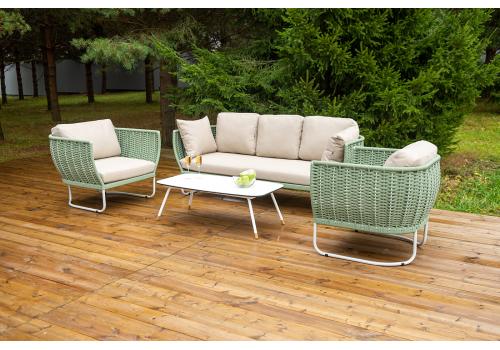  "Фиджи" лаунж-зона 5-местная плетеная из роупа (веревки), каркас алюминиевый светло-серый, роуп зеленый (4204), фото 8 