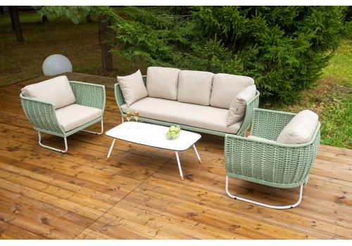  "Фиджи" лаунж-зона 5-местная плетеная из роупа (веревки), каркас алюминиевый светло-серый, роуп зеленый (4204), фото 9 