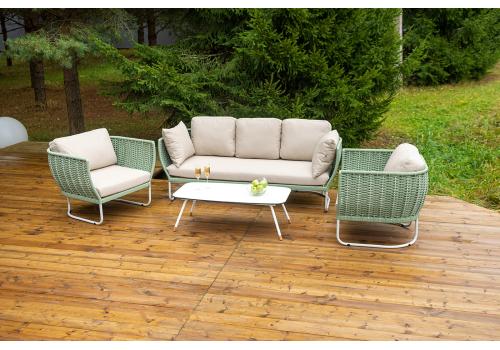  "Фиджи" лаунж-зона 5-местная плетеная из роупа (веревки), каркас алюминиевый светло-серый, роуп зеленый (4204), фото 12 