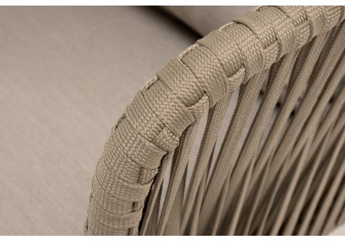  "Мальорка" кресло плетеное из роупа, основание дуб, роуп серо-коричневый 23мм, ткань бежевая 15052, фото 5 