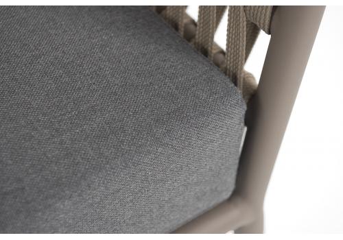  "Комо" диван 2-местный плетеный из роупа, каркас алюминий бежево-серый (RAL7006) муар, роуп серо-коричневый 23мм, ткань темно-серая 027, фото 7 