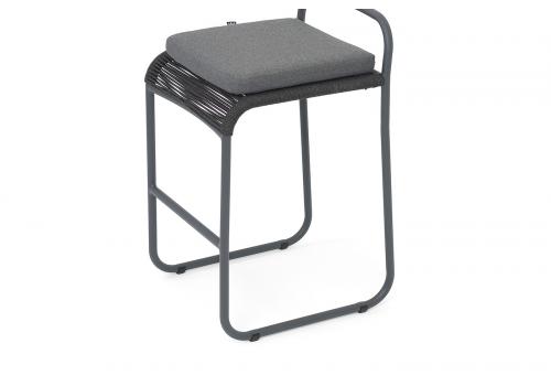  "Ането" стул барный плетеный из роупа, каркас алюминий темно-серый (RAL7024) муар, роуп темно-серый круглый, ткань темно-серая 027, фото 4 