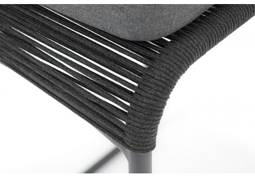  "Ането" стул барный плетеный из роупа, каркас алюминий темно-серый (RAL7024) муар, роуп темно-серый круглый, ткань темно-серая 027, фото 5 