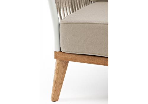  "Касабланка" кресло плетеное из роупа, основание дуб, каркас алюминий светло-серый (RAL7035) муар, роуп серо-коричневый 23мм, ткань бежевая 15052, фото 4 