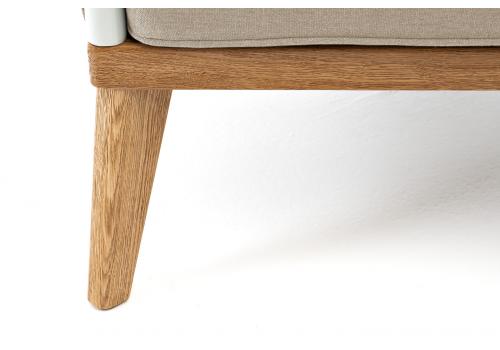  "Касабланка" кресло плетеное из роупа, основание дуб, каркас алюминий светло-серый (RAL7035) муар, роуп серо-коричневый 23мм, ткань бежевая 15052, фото 6 