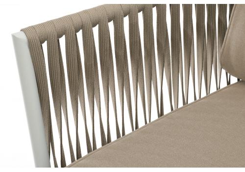  "Касабланка" кресло плетеное из роупа, основание дуб, каркас алюминий светло-серый (RAL7035) муар, роуп серо-коричневый 23мм, ткань бежевая 15052, фото 7 