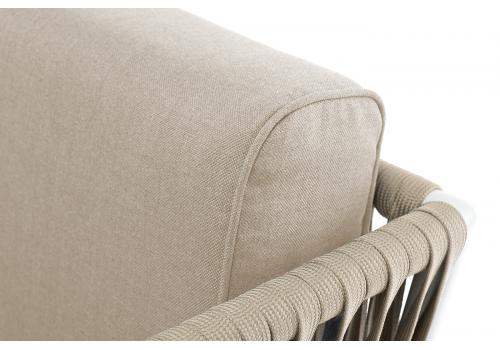  "Касабланка" кресло плетеное из роупа, основание дуб, каркас алюминий светло-серый (RAL7035) муар, роуп серо-коричневый 23мм, ткань бежевая 15052, фото 9 