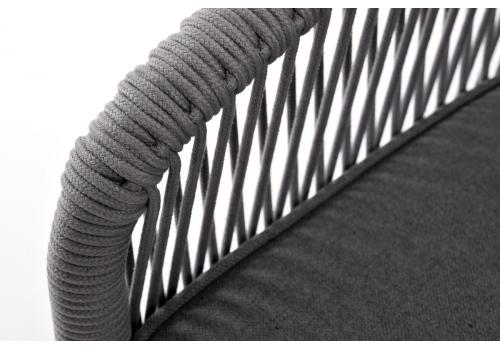  "Канны" диван 3-местный плетеный из роупа, каркас алюминий белый муар, роуп светло-серый круглый, ткань темно-серая 027, фото 6 
