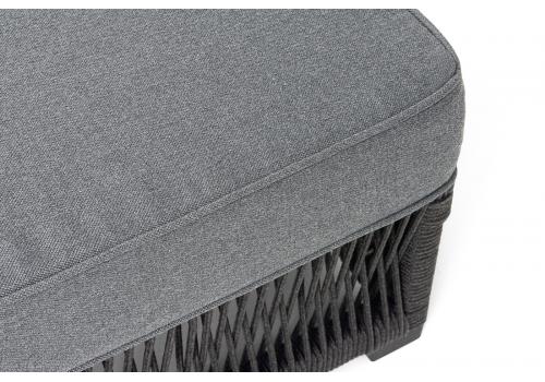  "Ривьера" шезлонг плетеный из роупа, каркас алюминий темно-серый (RAL7024) муар, роуп темно-серый круглый, ткань темно-серая 027, фото 7 