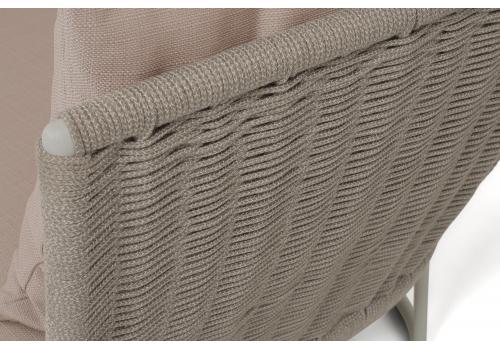  "Фиджи" диван 3-местный плетеный из роупа, каркас алюминий светло-серый (RAL7035) муар, роуп серый меланж круглый, ткань Mossle бежевая, фото 4 