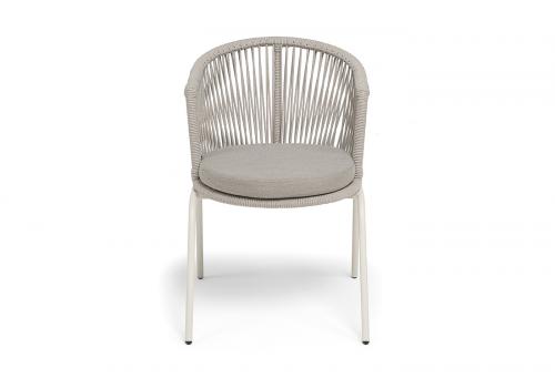  "Люксембург" стул плетеный из роупа, каркас из стали (RAL1013) муар, роуп бежевый круглый, ткань бежевая 15052, фото 3 