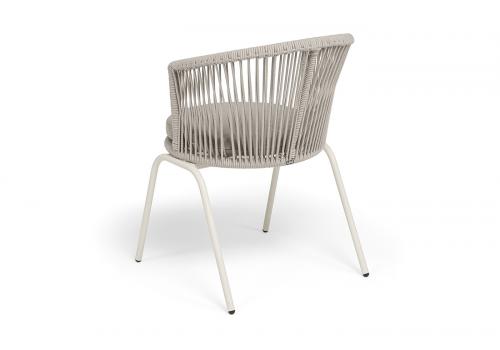  "Люксембург" стул плетеный из роупа, каркас из стали (RAL1013) муар, роуп бежевый круглый, ткань бежевая 15052, фото 5 