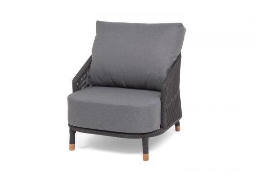  "Верона" кресло плетеное из роупа, каркас алюминий темно-серый (RAL7024) муар, роуп темно-серый круглый, ткань темно-серая 027, фото 1 