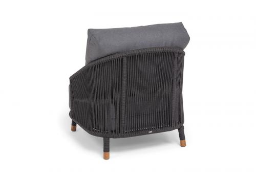  "Верона" кресло плетеное из роупа, каркас алюминий темно-серый (RAL7024) муар, роуп темно-серый круглый, ткань темно-серая 027, фото 5 