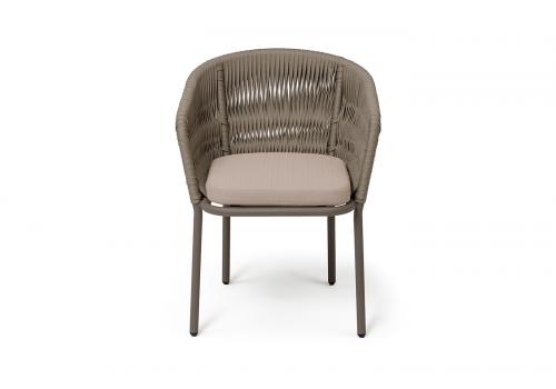  "Бордо" стул плетеный из роупа (колос), каркас алюминий серый (RAL7022) муар, роуп серый 15мм, ткань темно-серая 027, фото 2 