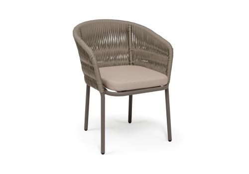  "Бордо" стул плетеный из роупа (колос), каркас алюминий серый (RAL7022) муар, роуп серый 15мм, ткань темно-серая 027, фото 3 