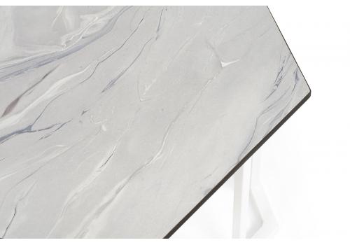  "Женева" интерьерный стол из HPL шестиугольный, D50, H35, цвет "мрамор пепел", каркас из стали белый муар, фото 4 