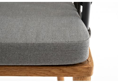  "Диего" стул плетеный из роупа, основание дуб, каркас из стали темно-серый (RAL7024) муар, роуп темно-серый круглый, ткань темно-серая 027, фото 4 