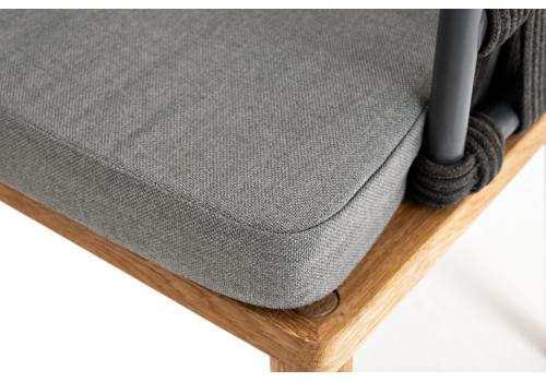  "Диего" стул плетеный из роупа, основание дуб, каркас из стали темно-серый (RAL7024) муар, роуп темно-серый круглый, ткань темно-серая 027, фото 5 