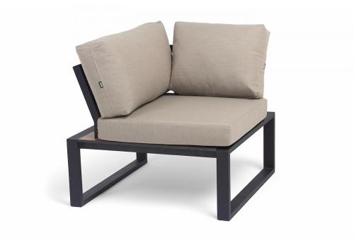  "Тулон" угловой модуль, каркас алюминий, HPL "дуб", черный муар, ткань бежевая 15052, фото 2 