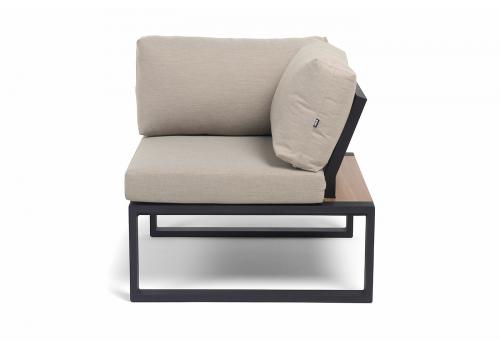  "Тулон" угловой модуль, каркас алюминий, HPL "дуб", черный муар, ткань бежевая 15052, фото 4 