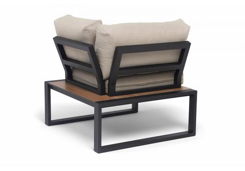  "Тулон" угловой модуль, каркас алюминий, HPL "дуб", черный муар, ткань бежевая 15052, фото 6 