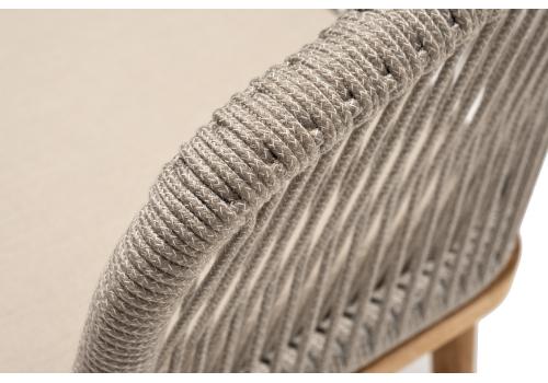  "Марсель" стул плетеный из роупа, основание дуб, роуп серый меланж круглый, ткань бежевая 15052, фото 5 