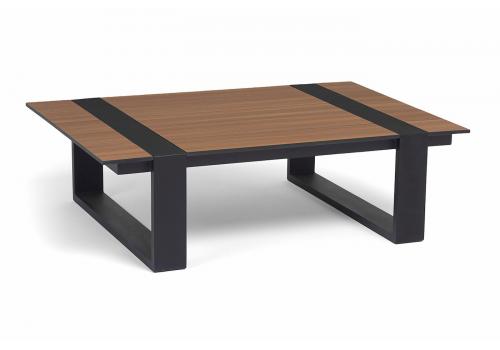  "Тулон" журнальный стол 120х85, H35 см из HPL, цвет "дуб", каркас черный (RAL9005) муар, фото 1 