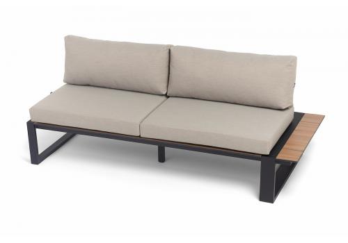  "Тулон" левый модуль, каркас алюминий, HPL "дуб", черный муар, ткань бежевая 15052, фото 1 