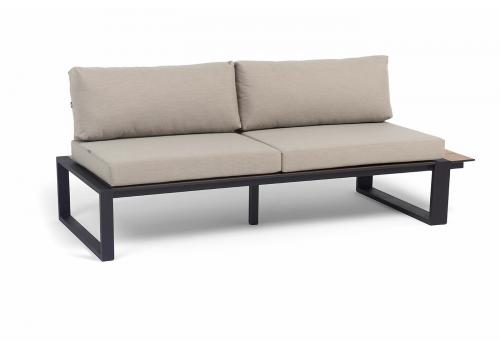  "Тулон" левый модуль, каркас алюминий, HPL "дуб", черный муар, ткань бежевая 15052, фото 2 